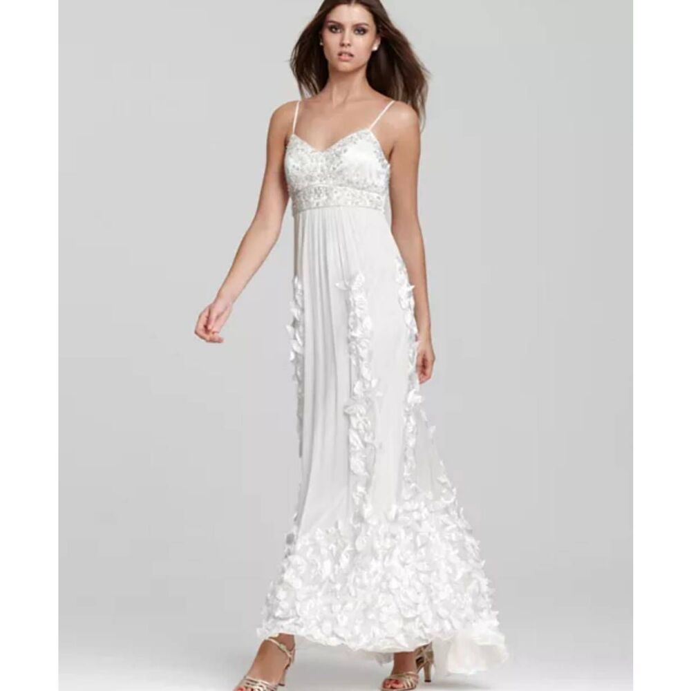 Sue Wong Gown Nocturne beaded bodice sweeping skirt of three-dimensional petals